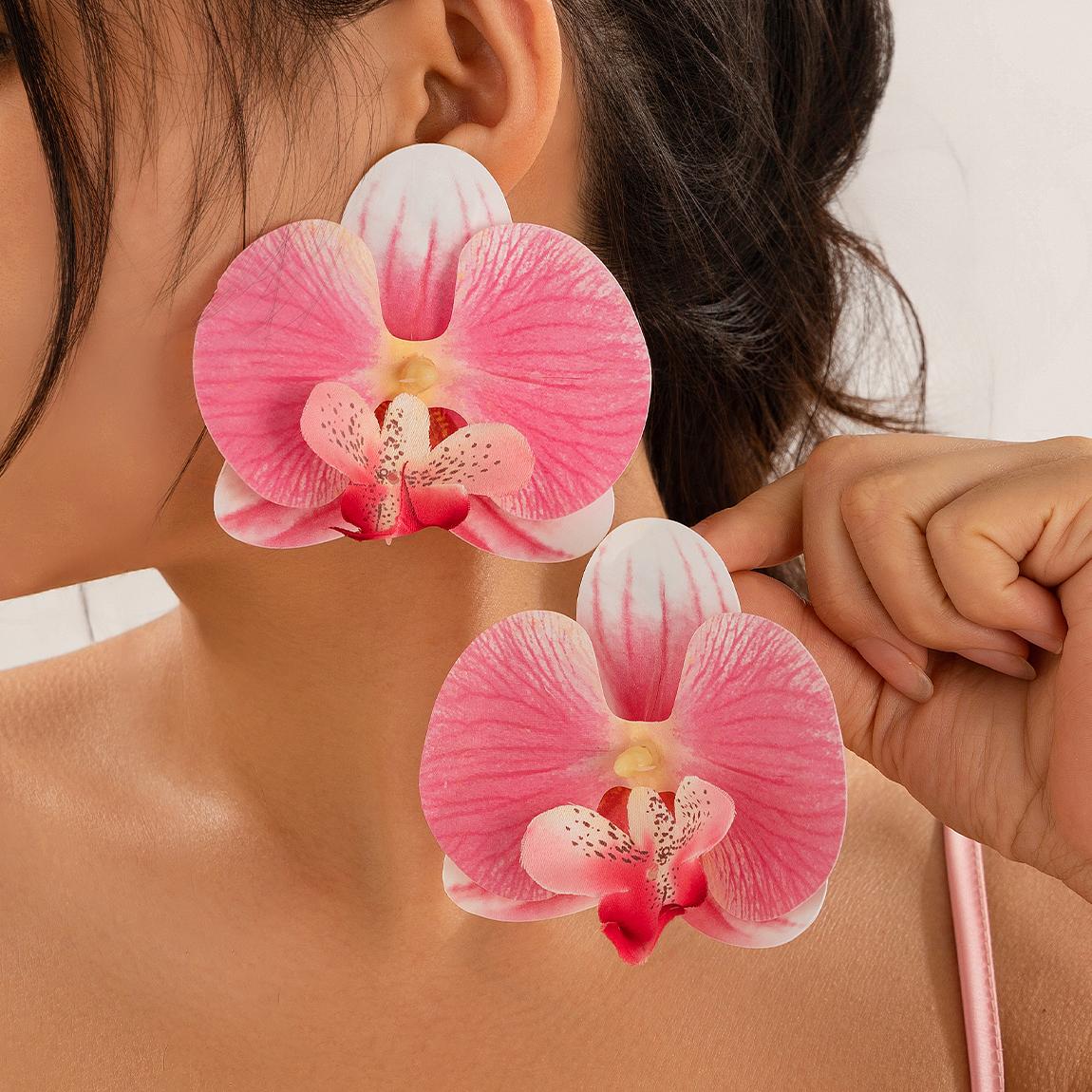 

Ingemark Korean Sweet Colorful Butterfly Orchid Flower Stud Earrings for Women Elegant Boho Piercing Earrings Aesthetic Jewelry