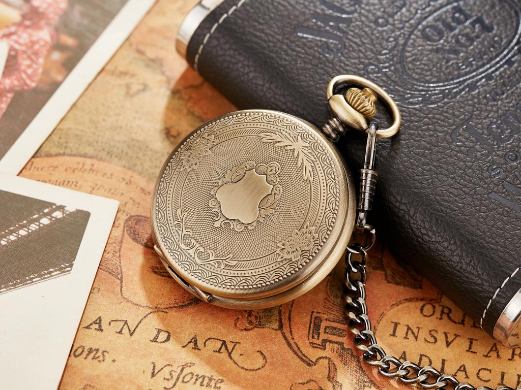 Antike Steampunk Vintage Römische Ziffern Quarz Taschenuhr Mehrfarbiges Gehäuse Halskette Anhänger Uhr Kette Herren Damen