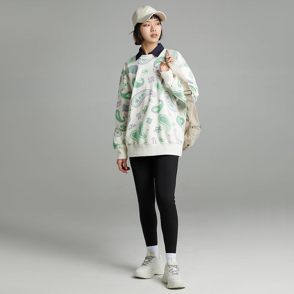 MLB Cashew Flower Sweatshirts Unisex Cream Crew Neck Moderate 3AMTI0224-50CRS