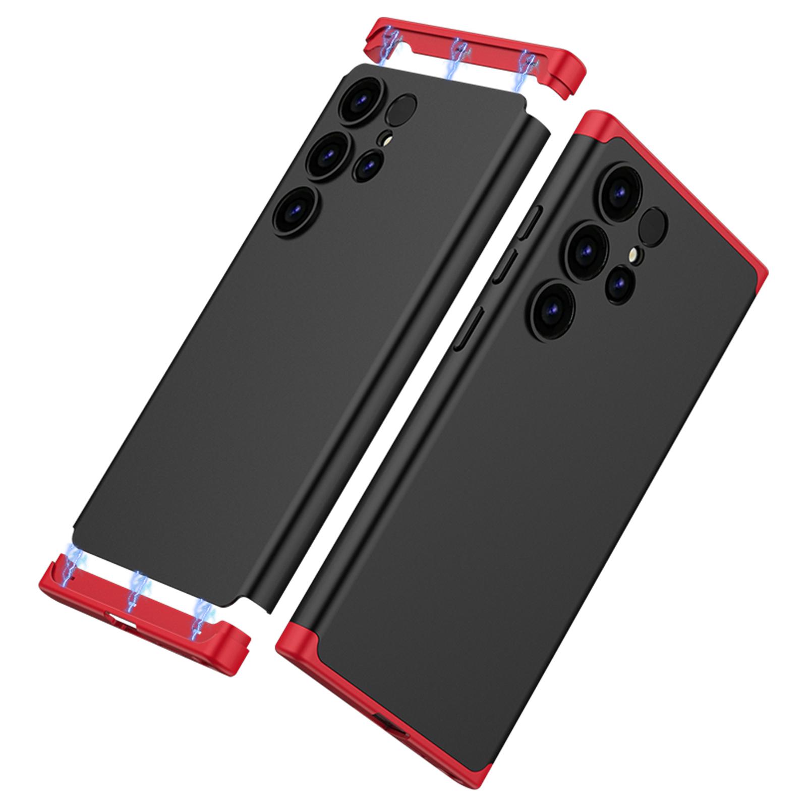 

Чехол для Samsung Galaxy S24 Ultra из 3 частей с матовой поверхностью, жесткая поликарбонатная накладка на телефон Black/Red