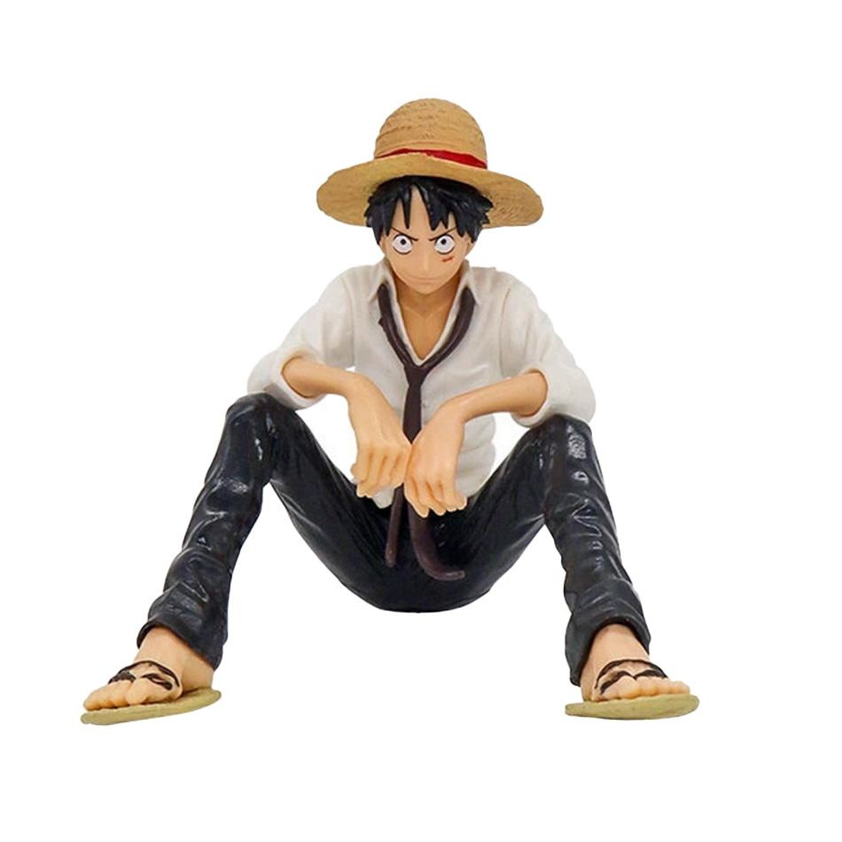 One Piece Anime Figure Luffy Sitting Position Action Model Collection Figurine Doll Toy For Birthday Christmas Gift PVC Poseable Articulated Scale