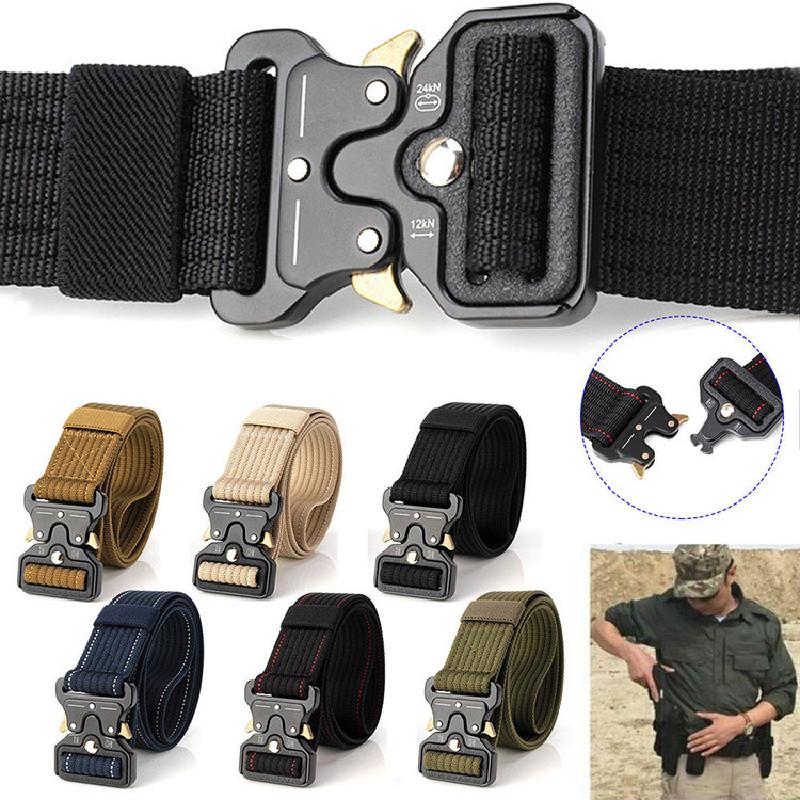Adjustable Men Military Belt Buckle Combat Waistband Tactical Rescue Tool Rigger