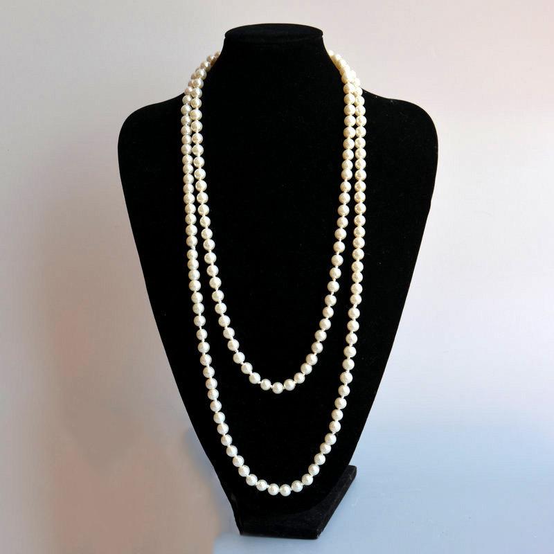 Retro Pearl Necklace Feminine Elegance Temperament Small Fragrance Double-Layer Collarbone Chain Long Sweater Chain Accessories