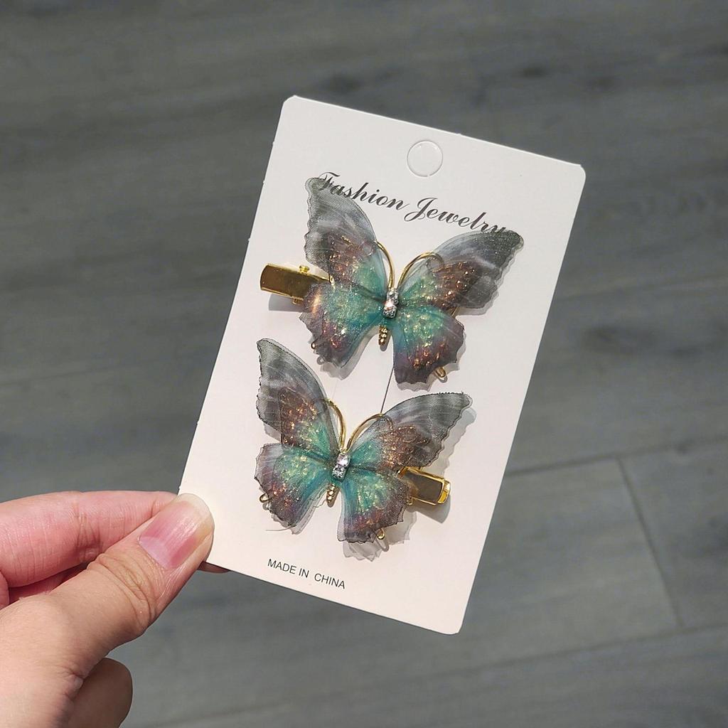 Gradient Butterfly Hairpin for Children - Cute Mesh and Alloy Duckbill Clip, Perfect for Hanfu and Fairy Styles