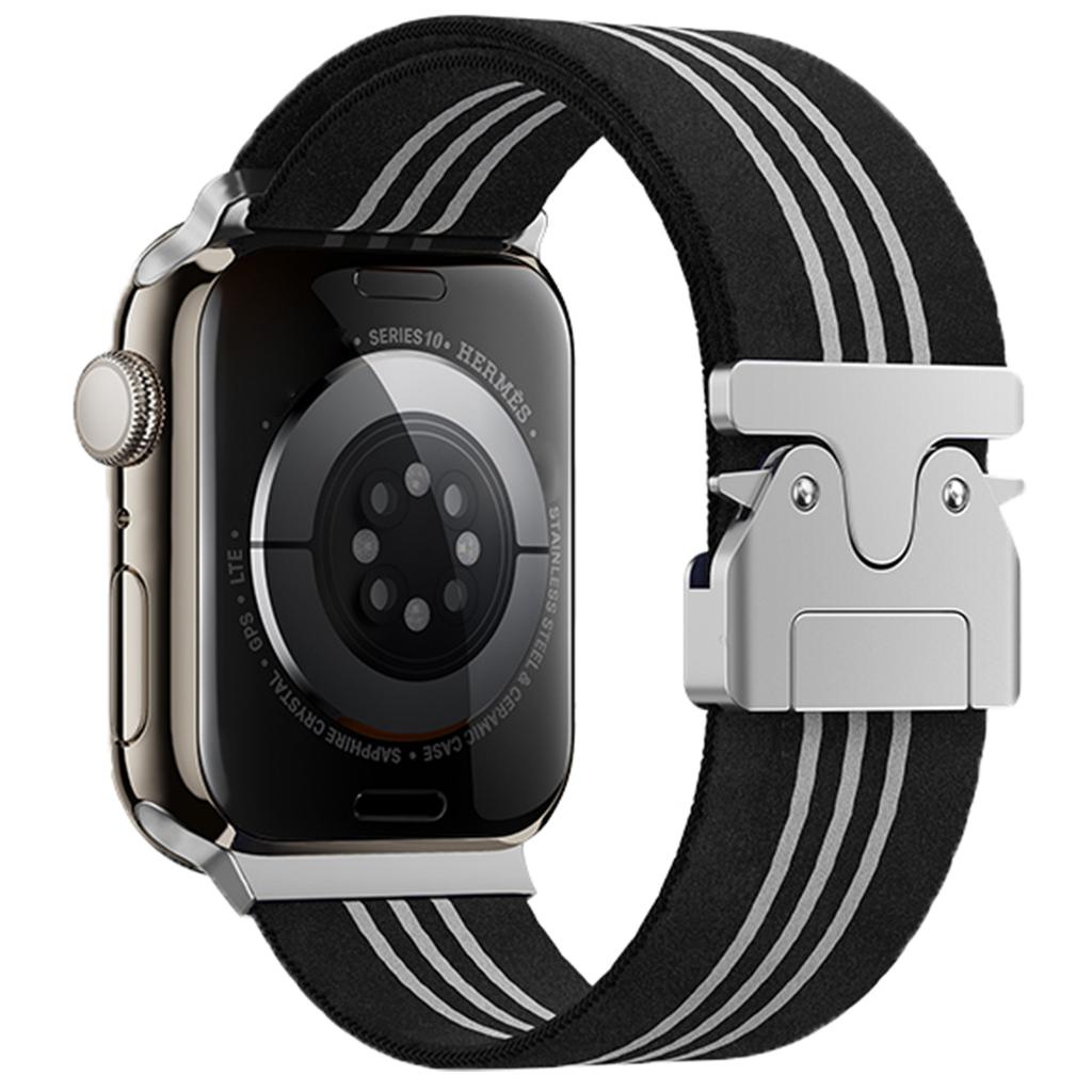 Watch Band for Apple Watch Series 10 9 8 7 SE 6 5 4 3 2 1 42mm 41mm 40mm 38mm 3-Stripe Parachute Buckle Nylon Strap