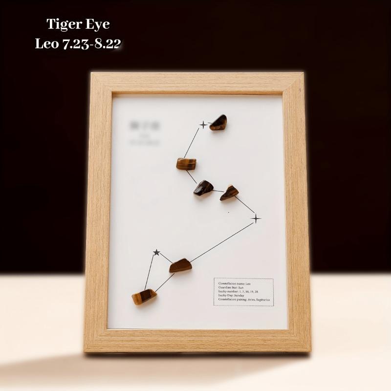 1pc Crystal Tumbled Stone Zodiac Sun Small Stone Photo Frame Crystal Constellation Symbol Jewelry Making Loose Stones Home Decor
