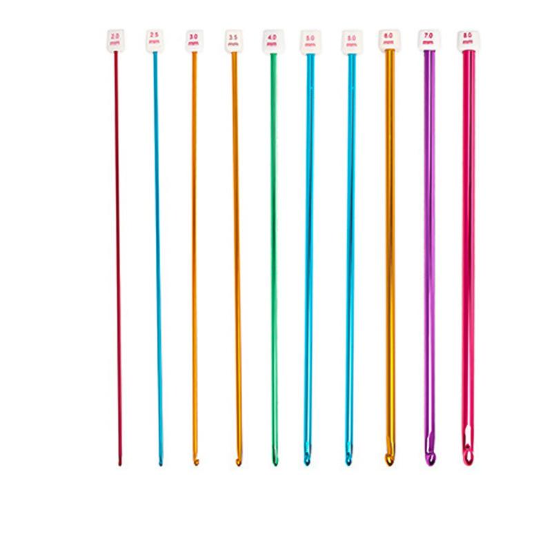 

Long Crochet Set 9/11 piece set Great knitting and crochet supplies tools Colored aluminum knitting needles
