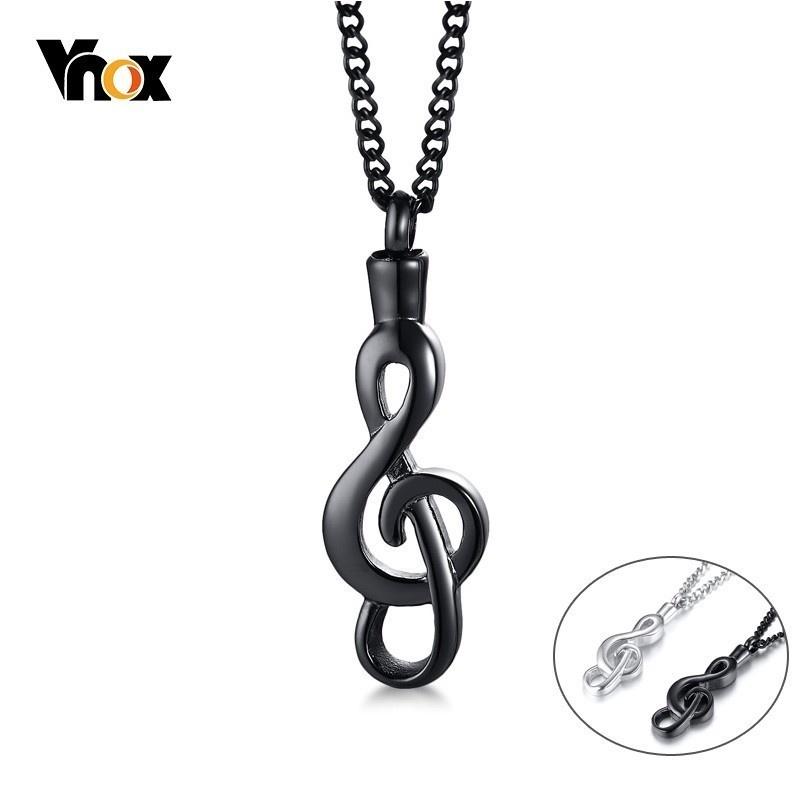 Vnox Openable Music Note Urn Necklaces For Women Men Keepsake Unisex Accessory with 24" Stainless Steel Chain