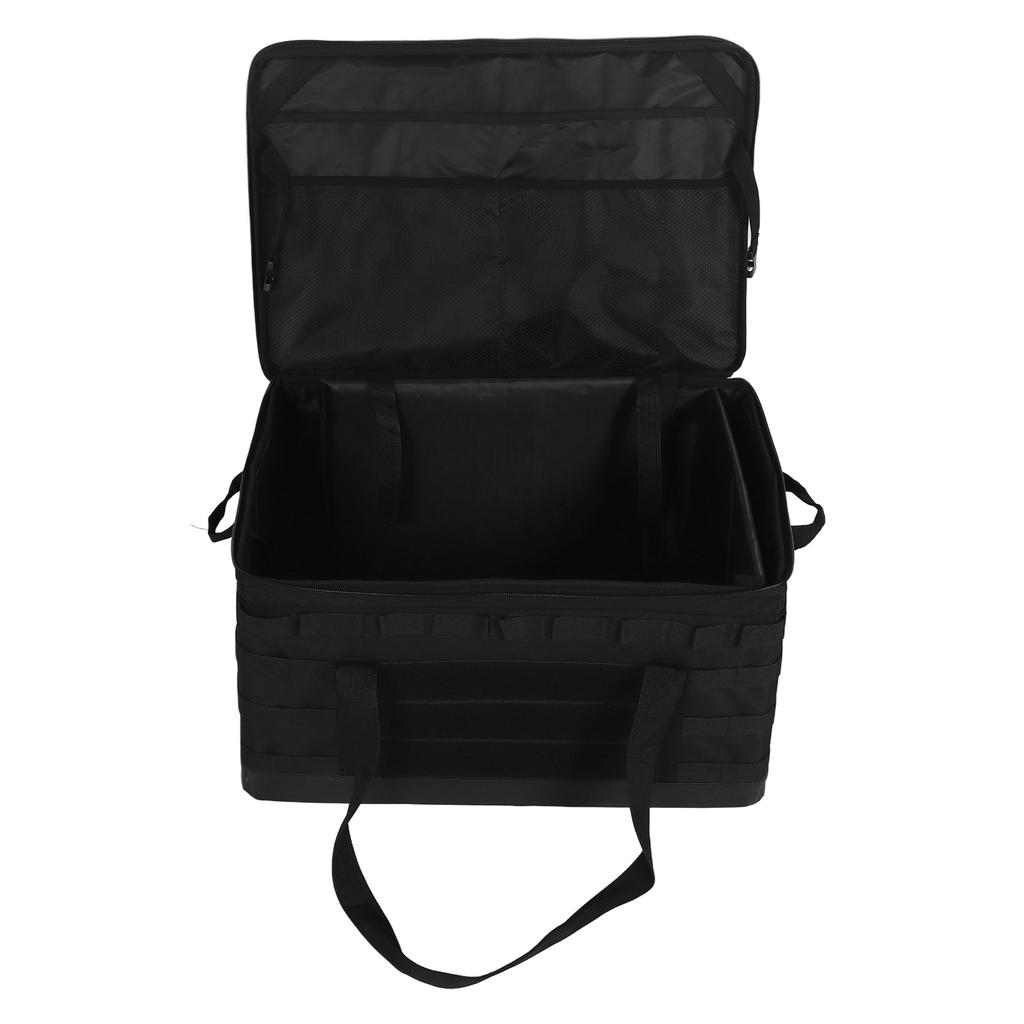 60L Camping Storage Bag with Removable Dividers Multiple Pockets Anti Slip Waterproof Black Camping