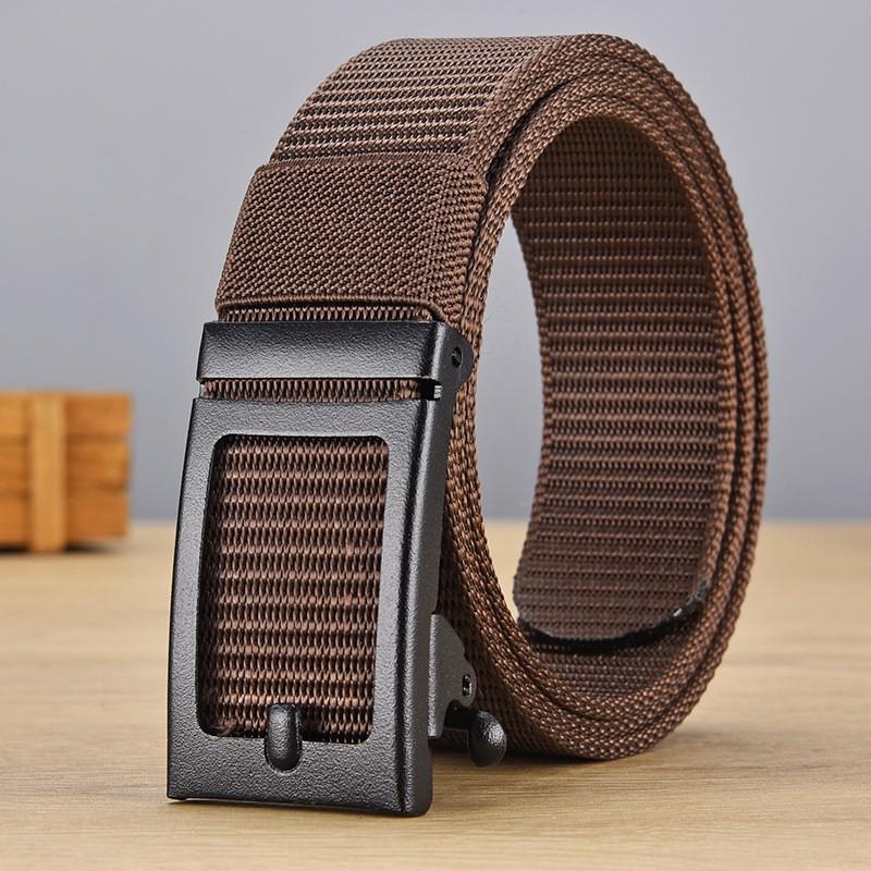 New toothless iron sheet automatic buckle nylon belt for men's outdoor leisure, breathable canvas belt, versatile pants belt