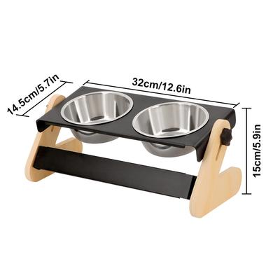 Adjustable Elevated Dog Cat Bowls 2 Stainless Steel Food Water Bowls with Non-Slip Stand Raised Feeder for Small Medium Pets