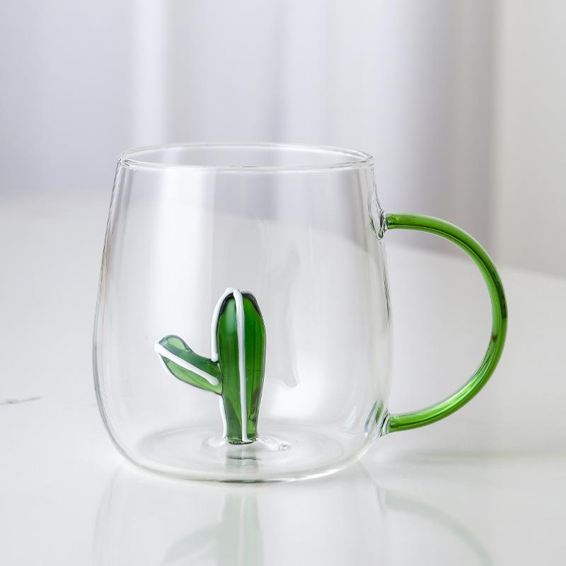 3D Cartoon Animal Glass Cup with Colored Handle - High Borosilicate Household Gift