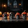 Yousheng Skeleton Pumpkin Ornaments, Resin Durable Halloween Decorations, Retro Dark Style Table Decor, for Party Window