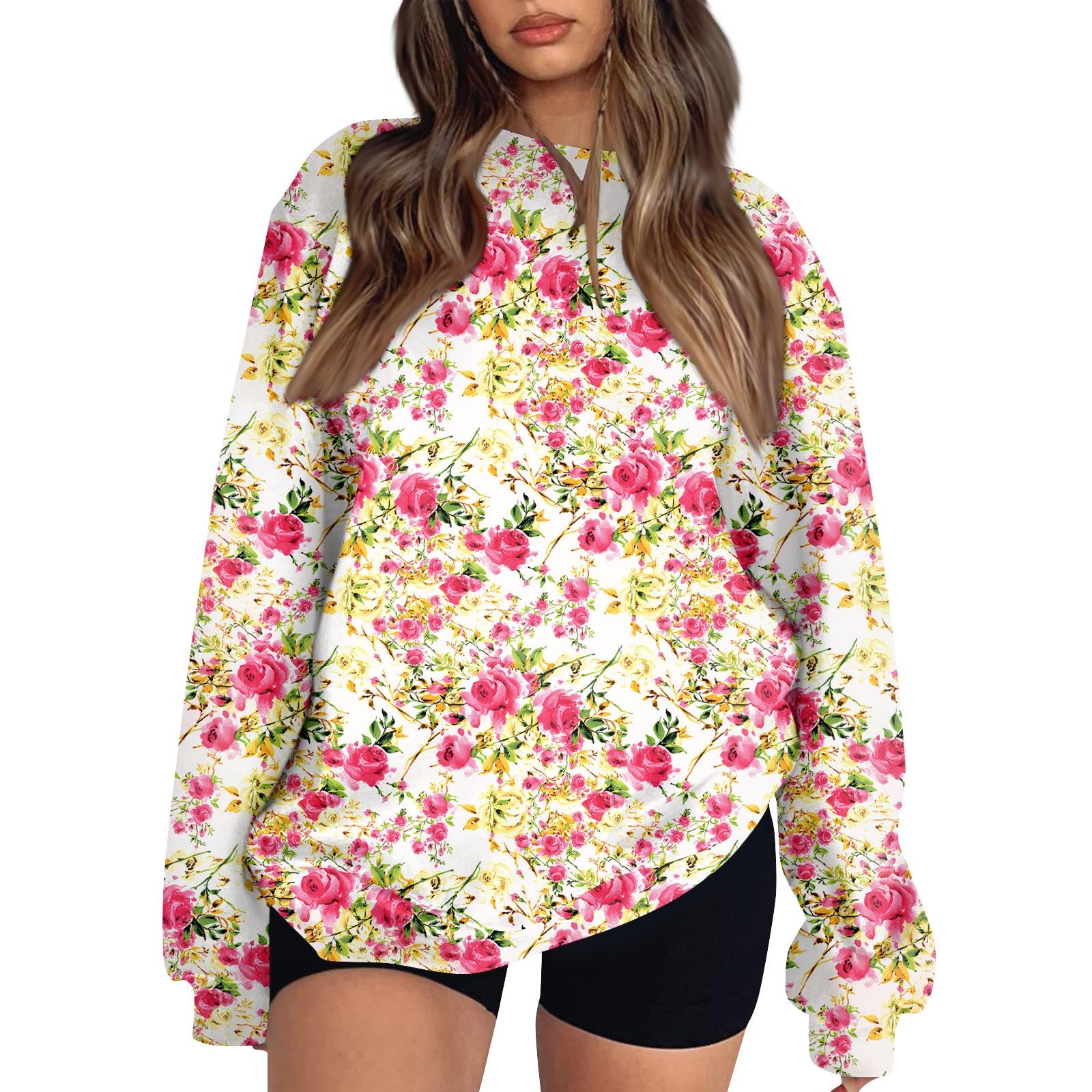 

Женские топы Женский свитшот с длинным рукавом Повседневный с круглым вырезом Свободного кроя Пуловер Флисовые топы XL жёлтый