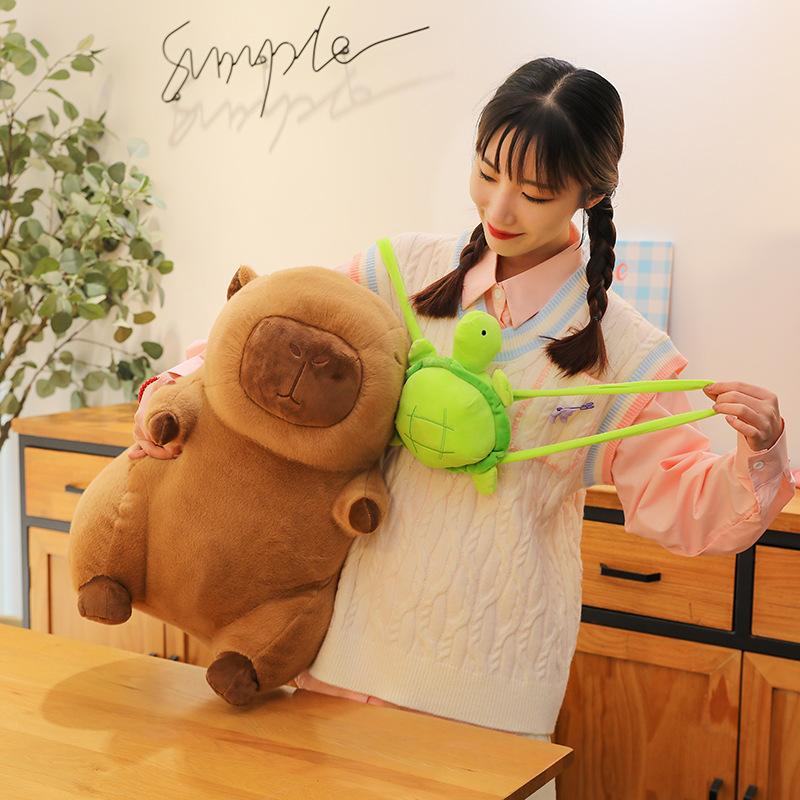 Capibara Plush Toy Turtle Backpack Capybara Doll Pillow Guinea Pig Doll Gift Ragdoll