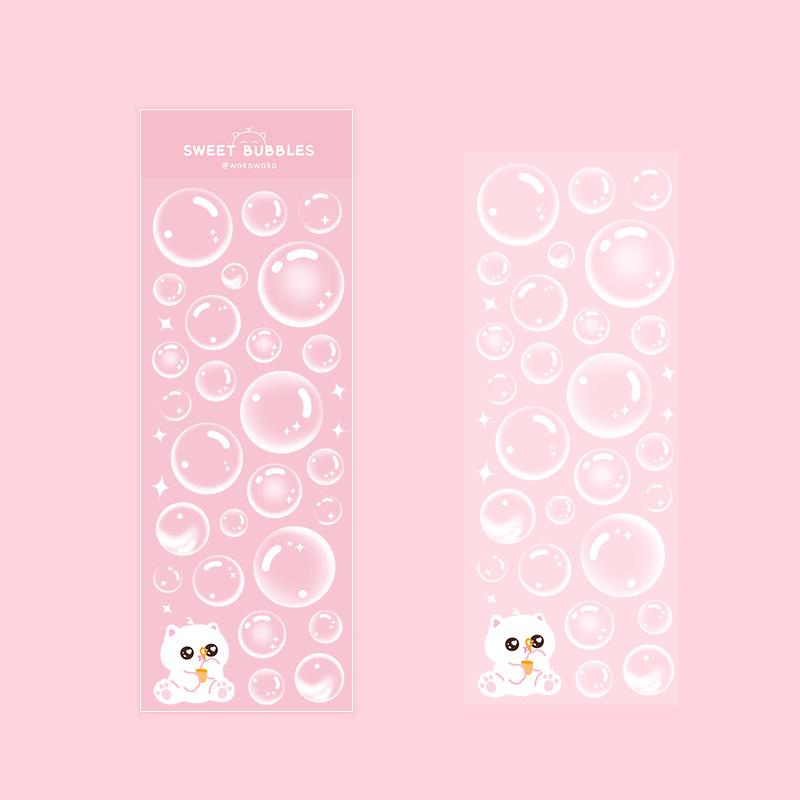 

Korean Stickers Wholesale Original Transparent Bubble Ins Style Cute Hand Account with Card Stickers