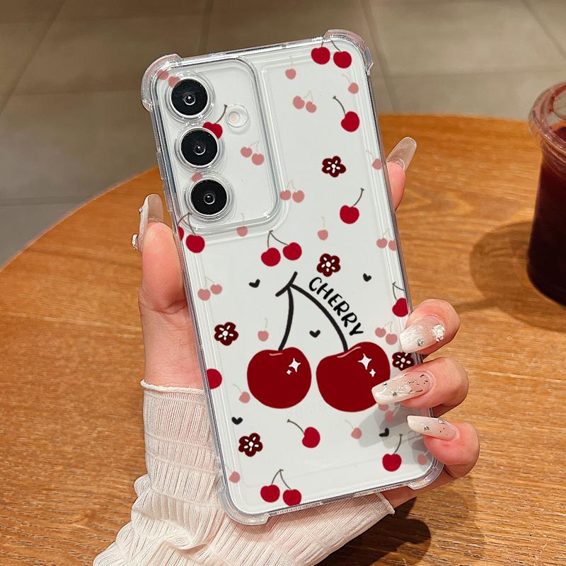 Little Cherry Pattern Phone Case For Samsung Galaxy A57 A37 A17 A56 A16 A55 A36 A26 A15 A35 A54 A53 Clear Shockproof Soft Cover