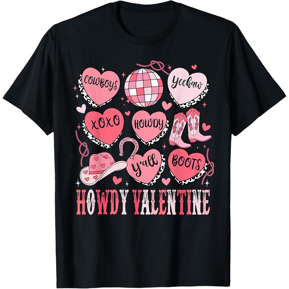 Valentines Day Heart Retro Howdy Valentine Men Women Boys Girls Cotton Men T Shirt 3XL