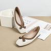 Ballerinas für Damen, bequeme Ballerinas mit quadratischer Zehenpartie, rutschfeste elegante Schuhe, lässige leichte Damen-Wanderschuhe aus PU-Leder mit Ösen