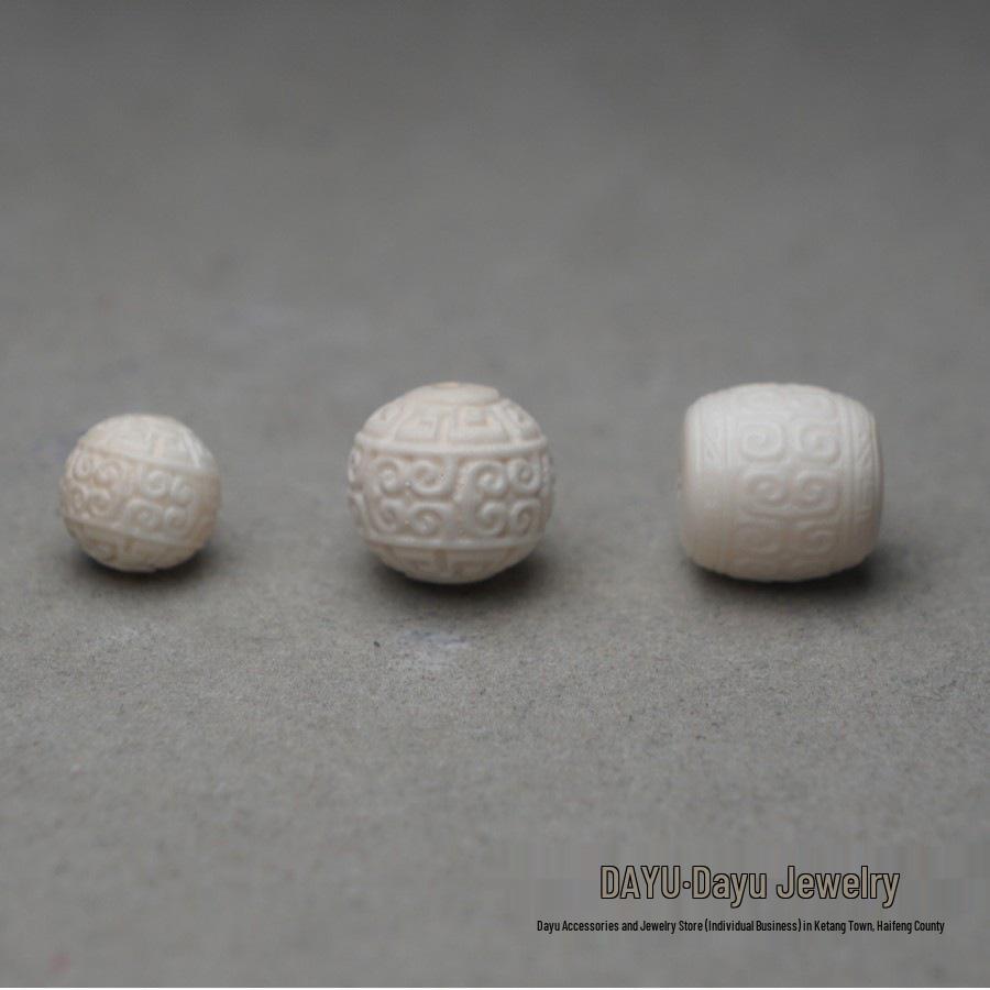 Vintage Spiral-Carved Mammoth Tusk Pendant Bead 8mm Spiral Pattern Bead