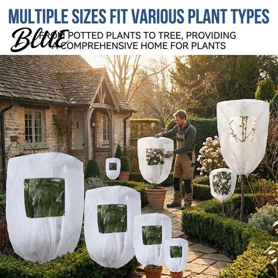 Cold Wind Barrier for Balconies Winter Plant Cover with Window Freeze Protection Zipper And Adjustable Drawstring Protector Drawstring Non-woven