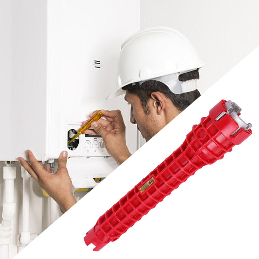 Multifunctional Faucet and Sink Installer Tool Maintenance Tool with Gradienter Spanner Repair Wrench Bathroom Wrench for