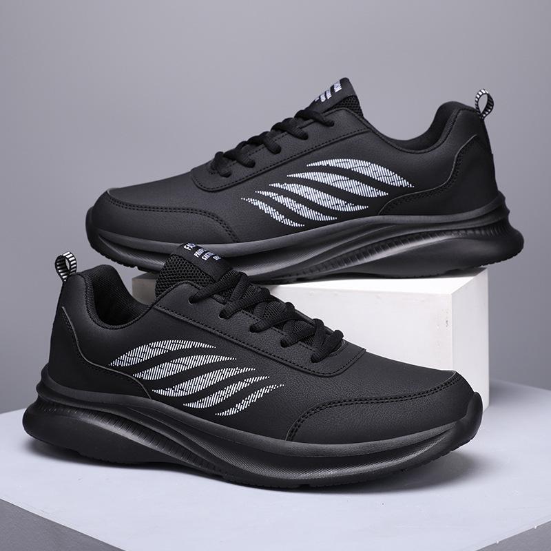 Spring Leather Sneakers Men's Explosive Lightweight Running Shoes Foreign Trade Men's Shoes Spot Lace-up Casual Shoes Men's