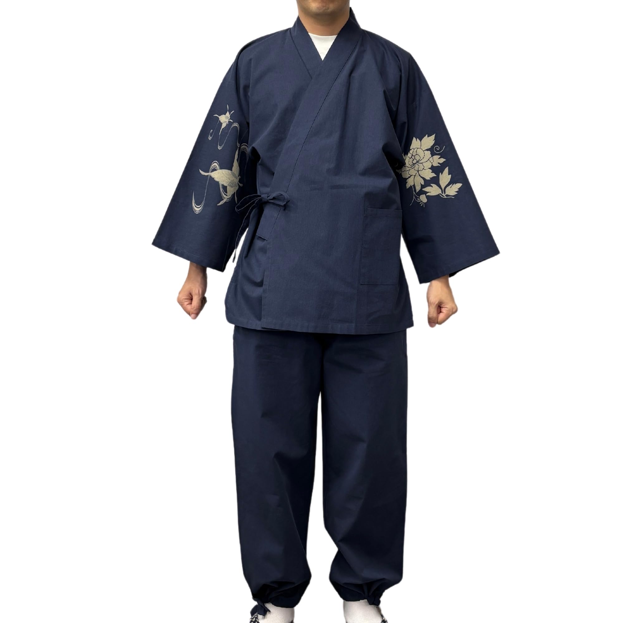 

Эдотэн Самуэ, Мягкое Полотно Простого Переплетения, Оригинальный Рисунок с Вытравкой, Бабочки и Пионы на Обоих Рукавах, Темно-синий, Размер M