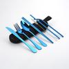 Travel Portable Stainless Steel Cutlery Set: Knife, Fork, Spoon, Straw, Chopsticks with Bag