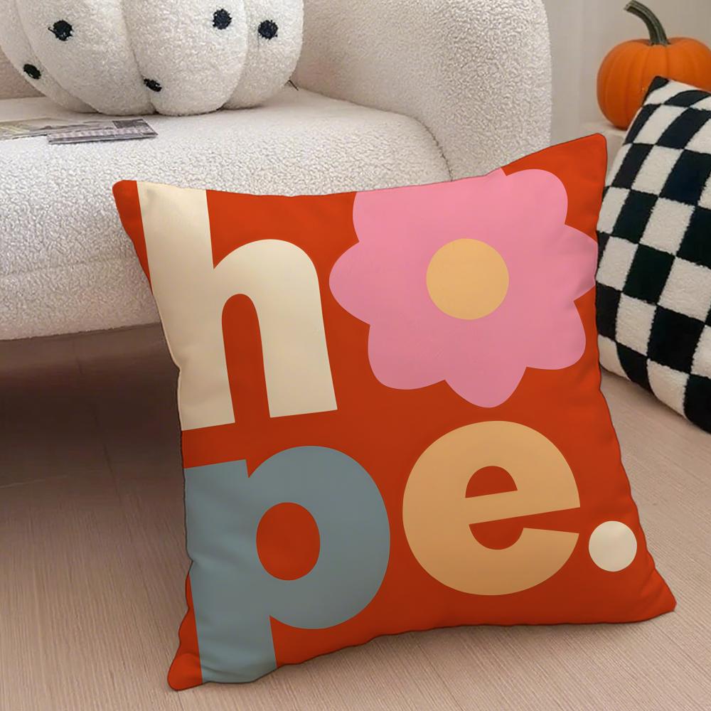Uplifting Enduring Hope And Love Cushion Cover Throw Pillow Cover Hidden Button Durable Polyester Chair Cushion