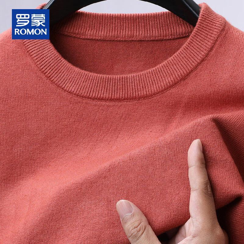 ROMON Men's Loose Fit Round Neck Knit Sweater