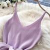 European and American elegant casual temperament V-neck waist and thin knitted dress with belt suspender dress