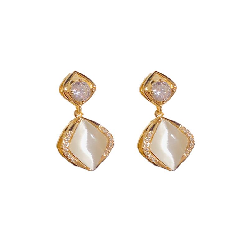 GemChic Women's New Exquisite Cat's Eye Drop Rhinestone Earrings Simple Ear Stud Needle Birthday Christmas Jewelry Gift