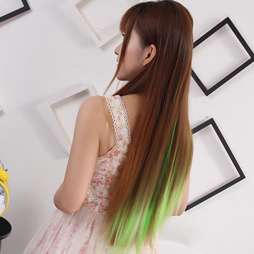 Clip in Colorful Hairpiece Synthetic Straight Hair Cosplay Ponytail Extensions