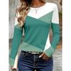 Damen Farbblock-Nahtdruck T-Shirt Mode Schnelltrocknend Langarm-Oberteile Freizeit-T-Shirts Frühling Herbst Damenbekleidung
