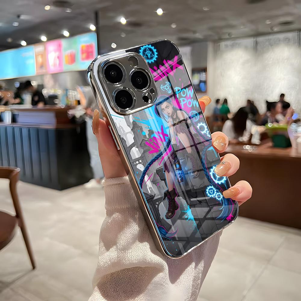 Graffiti Arcane J-Jinx Phone Case For IPhone 17 Pro Max 15 Pro 16 14 Plus 12 13 Mini 11 Pro Shockproof Electroplated Glass Cove