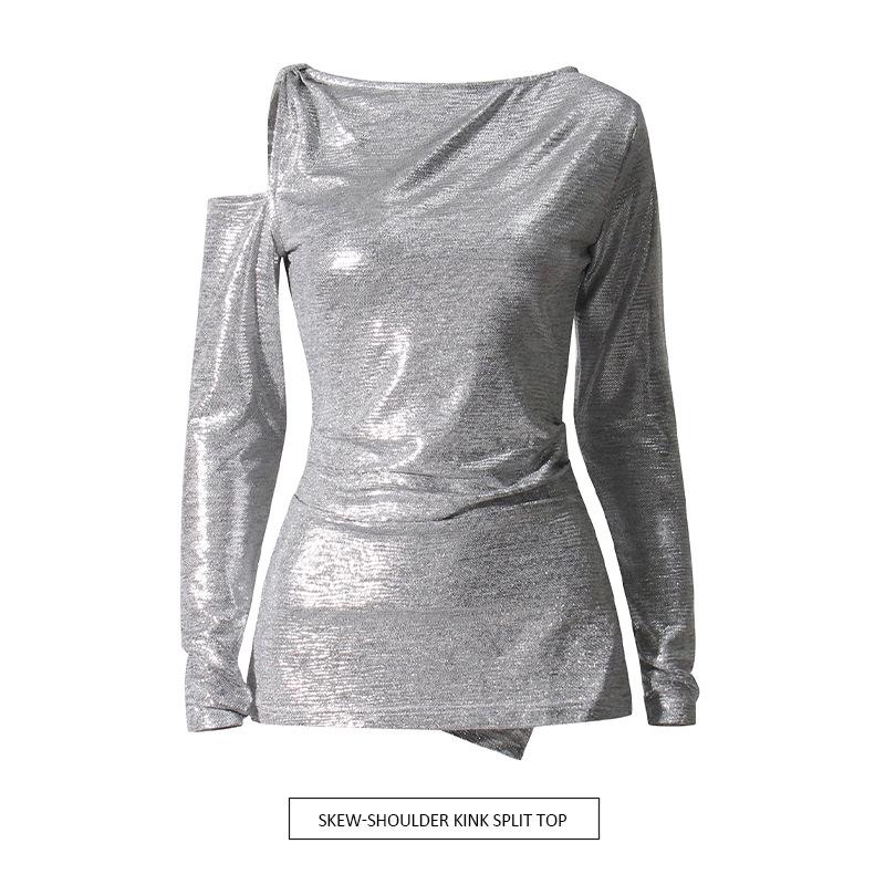 Sassy & Spicy 2025 Summer Shiny Off-Shoulder Slimming Top for Women