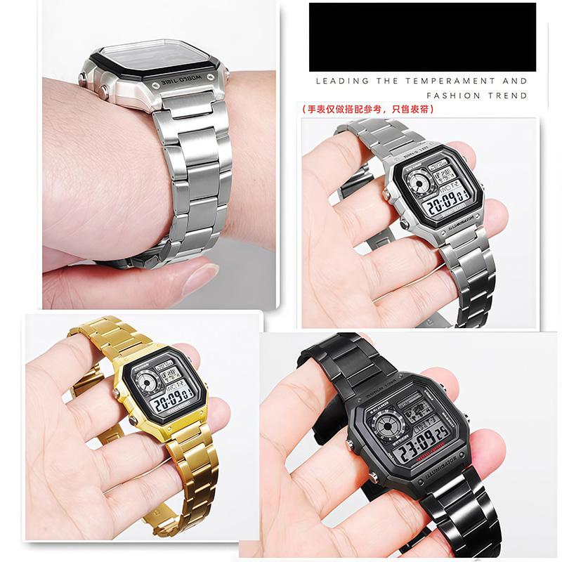 Upgrade All Metal Case Fashion For Casio AE1200 Mod Kit Modified 3299 AE-1200 Bezel Strap Stainless Steel Watch Band Accessories
