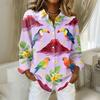 Women's Shirt Hawaii Print Button Up Long Sleeved Casual Regular Shirt With Collar Top