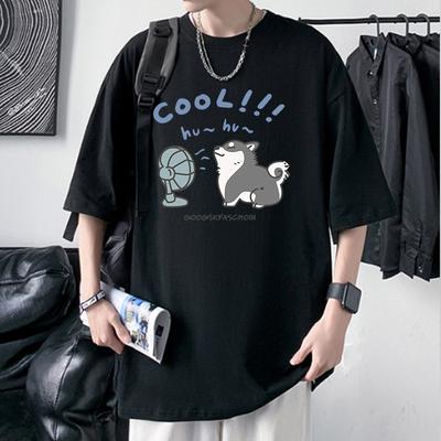 Süßes Oversized T-Shirt mit tief angesetzten Schultern für Herren, 100% Baumwolle, Streetwear Tee