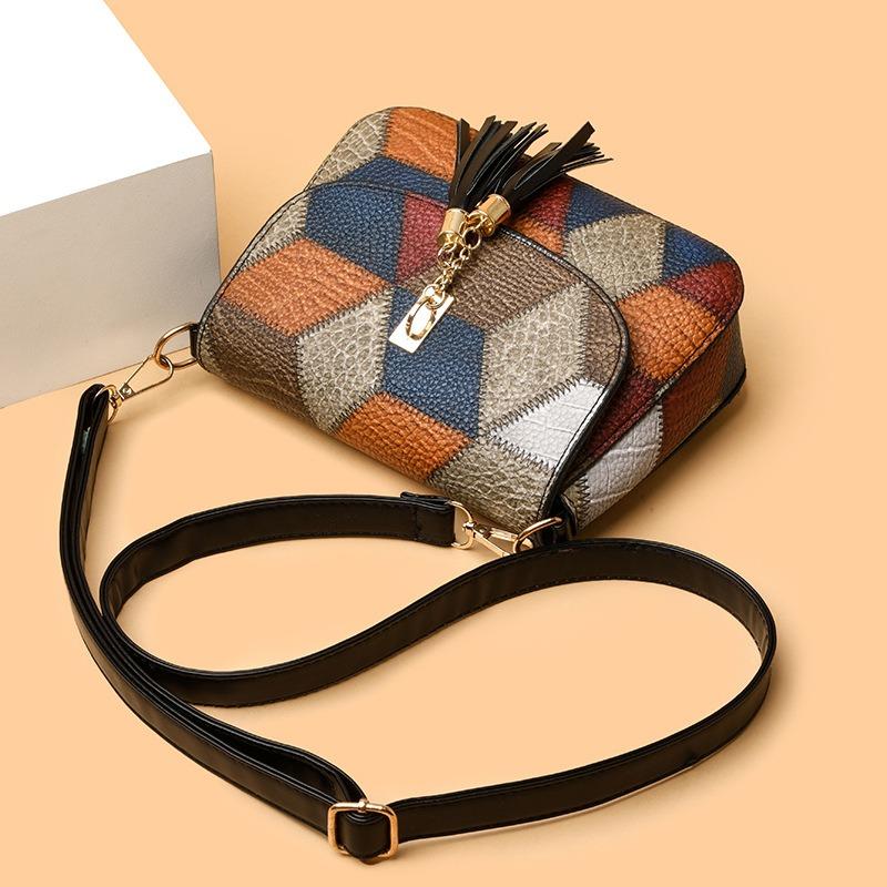 Color Block Geometric Mini Crossbody Bag Casual Lightweight Travel Shoulder Bag