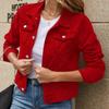 Women's Solid Color Washed Denim Coat Commuting Style Lapel Long Sleeve Cowboy Coats Female Spring Autumn Jackets