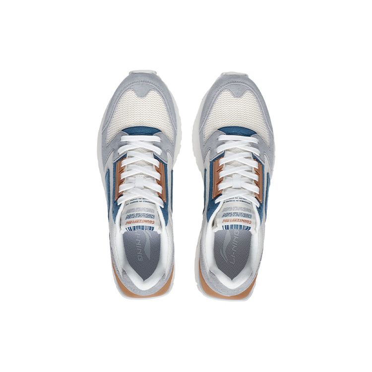 Li Ning CF Yuehua Synthetic Leather Trendy Versatile Shock Absorbing Wear Resistant Low Top Casual Shoes Men Sneaker White Gray AGLR181-5