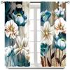 Blue Floral Painted Pattern Printed Curtains Window Decorations Home Room Made Of Polyester