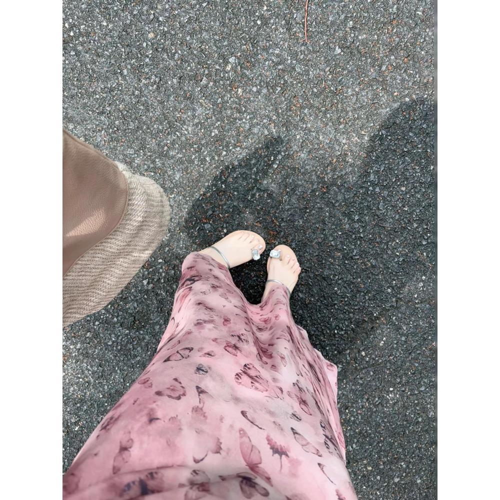 Butterfly Print Lotus Leaf Edge Dress, Children's Waist Temperament Vacation Style Long Dress, Summer Leisure New