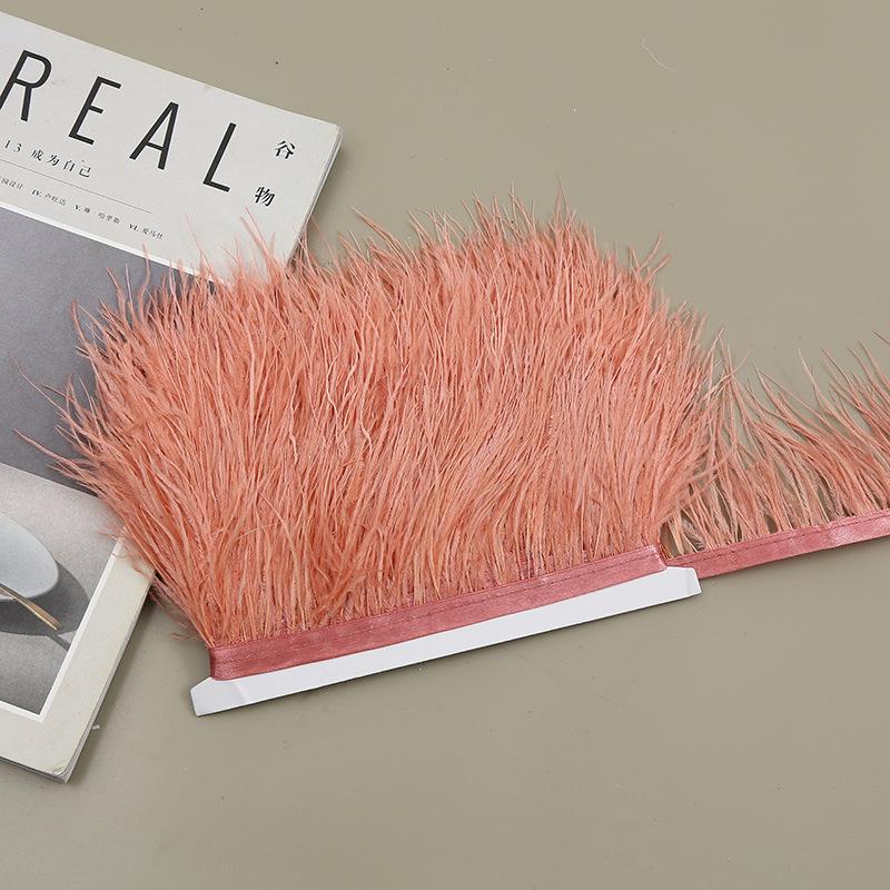 Color 8-10 Cm Ostrich Hair Cloth Edge Clothing Cuffs Hem Ostrich Feather Strips Cloth With Accessories Lace