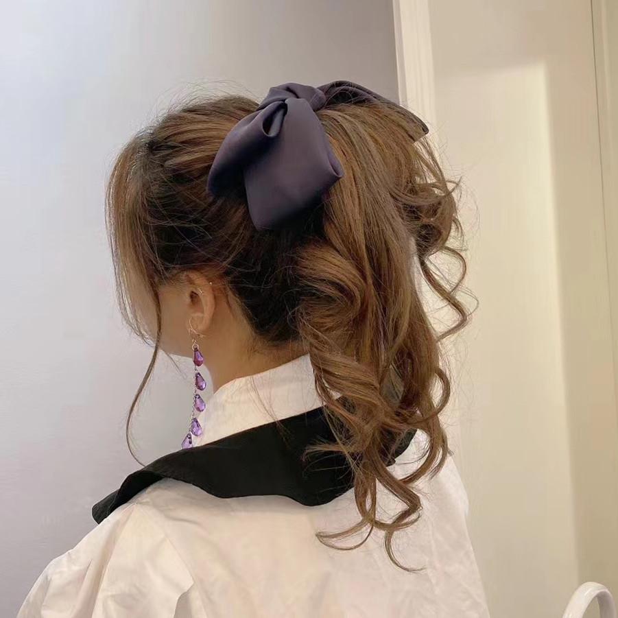 

Korean Satin Bow Hair Clip - Elegant Spring Flower Hairpin for Ponytails