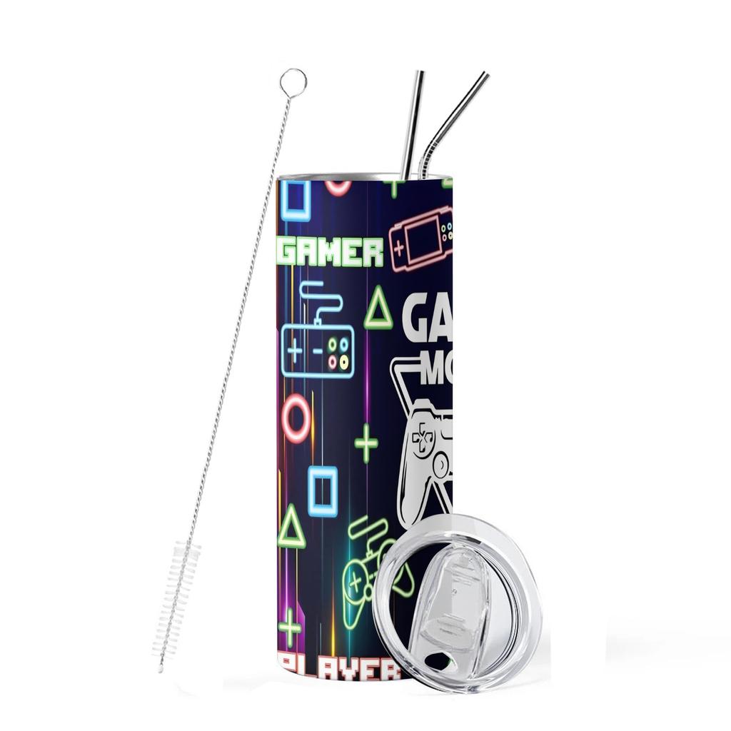 20oz Tumbler gamer win mode Vacuum cup Double Stainless Steel Water Bottle with Straw for Hot or Cold Drink The Best Player gift