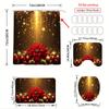 4Pcs Printing 4pcs. Christmas with Shower Curtain Set with Non-Slip Bath Mat, Toilet Lid Cover, Contour Rug & 12 Hooks, Bathroom Decor