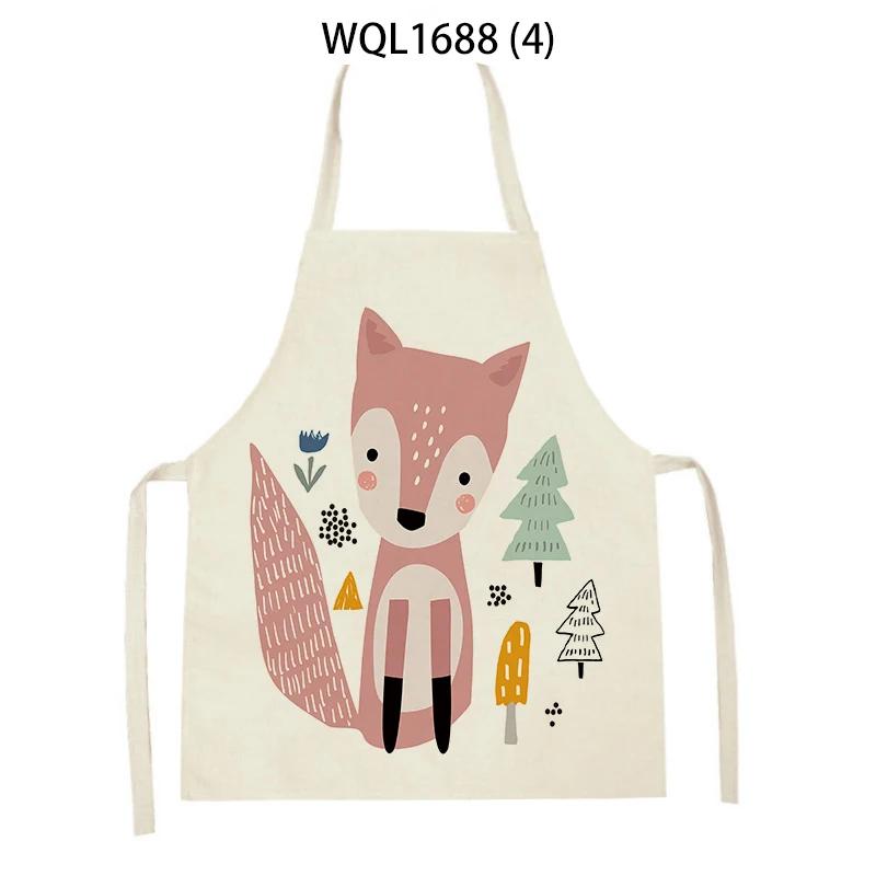 Süßes Fuchs-Muster Leinen Kochschürzen Frau Mann Reinigungs-Küchenschürzen Backzubehör Haushalts-Schürze Reinigungszubehör